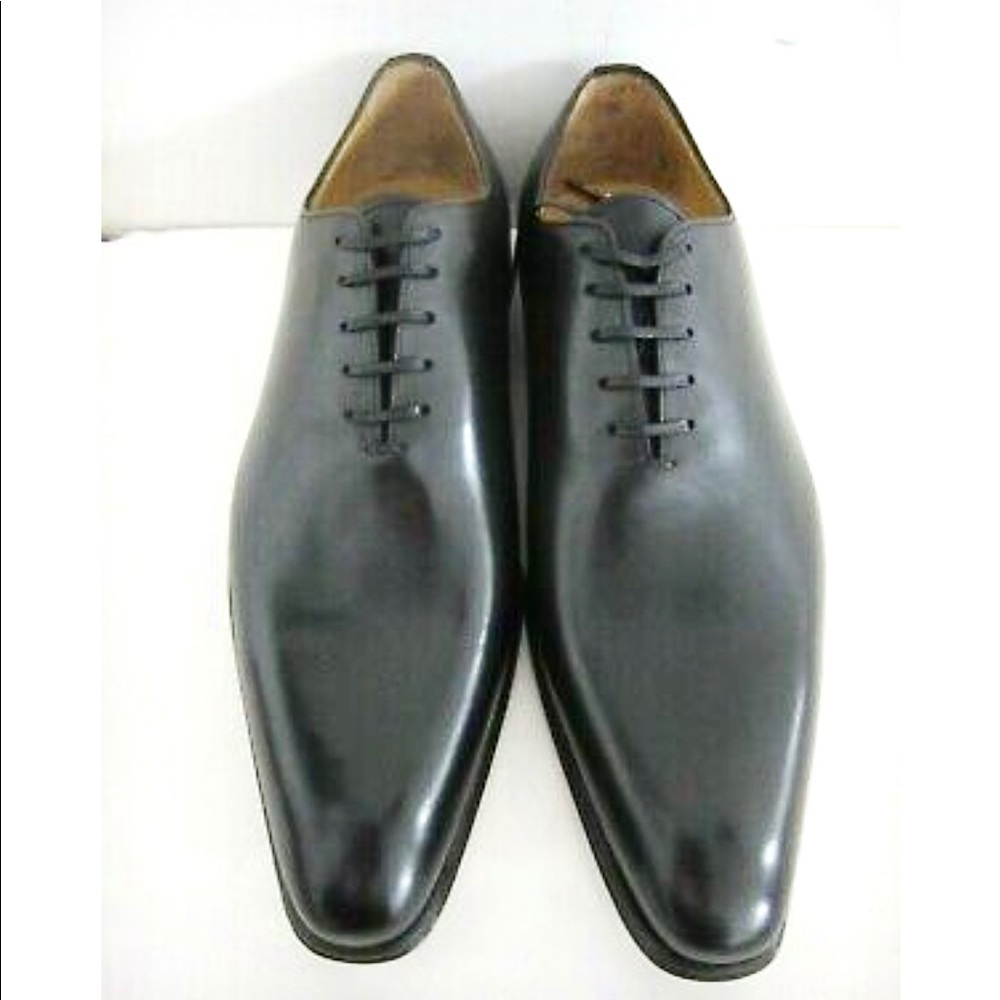 Handcrafted Italy Jose Real  Crust Nero Brogues 10.5 Wingtips Black - Picture 12 of 15